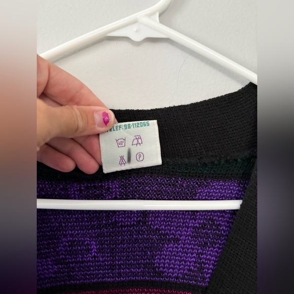 VTG SRL Michel Tex Hippie Boho Cardigan Floral Groovy Multi Color Black Size M L - Picture 5 of 7